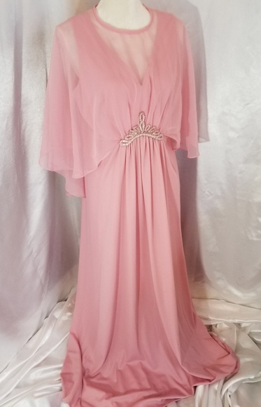 Vintage Dresses & Skirts - Vintage 60s Pink Chiffon & Satin Evening Gown